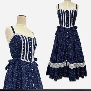 Elegant Navy Blue Dress with White Accents